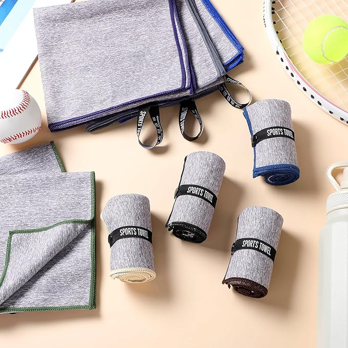 Peryiter 8 Pack Microfiber Quick Dry Gym Towels, Odor-Free Absorbent Fiber, Fast Drying Working Out Towel for Men & Women Hot Yoga Sweat Sports Exercise Fitness Gear (Forest Color)
