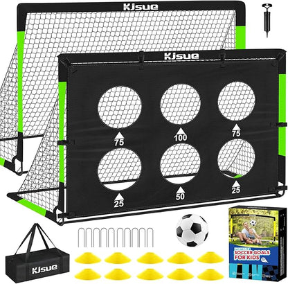 Kids Soccer Goal for Backyard Set - 2 of 6x4 ft Soccer Goals Training Equipment, Soccer Net for Kids Age 3-5 6-8 8-10 10-12, Ball, Targets for Toddler Kid Youth Soccer Games Sports Outdoor Play