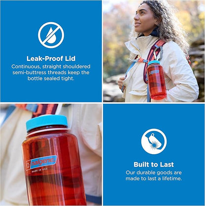 Nalgene 32 oz Wide Mouth Water Bottle | BPA-Free, Durable & Leak Proof, Lightweight Bottle for Hiking & Gym, Work & Travel