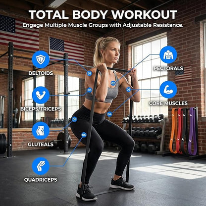 Resistance Bands Set for Working Out, 5 Levels (15-85 lbs) with Handles, Door Anchor, Storage Bag - Latex Fitness Bands for Home Gym, Strength Training, Physical Therapy, Muscle Toning for Men & Women