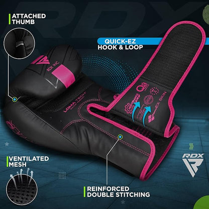 RDX Kids Boxing Gloves Sparring and Muay Thai Maya Hide Leather, Kara Patent Pending Junior Training Mitt for Kickboxing, Punching Bag, Focus Pads, MMA, Thai Pad, Double End Ball Punching Gloves
