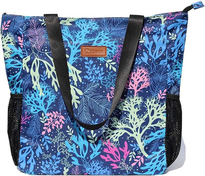 Original Floral Water Resistant Large Tote Bag Shoulder Bag for Gym Beach Travel Daily Bags Upgraded