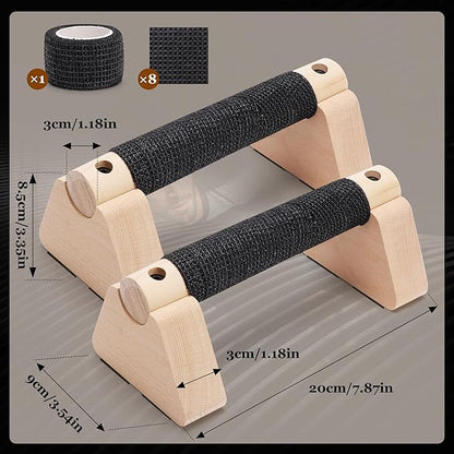 2Pcs Parallettes Bar Multifunctional Wooden Calisthenics Bar Pushup Handles for Strength Training