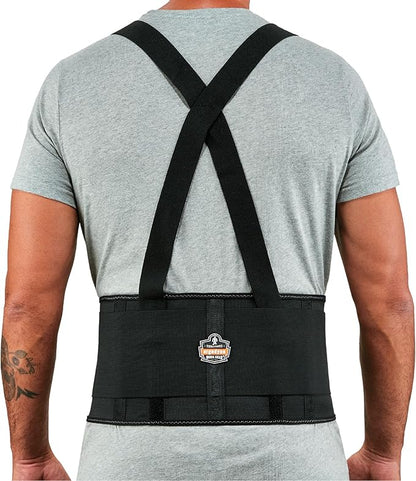 Ergodyne ProFlex 1650 Back Support Belt, 7.5" Elastic, Adjustable, Removeable Straps, Black, Medium