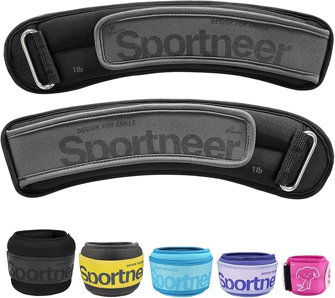 Sportneer Ankle Weights 0.5/1/2/3/5 LBS 1 Pair Wrist Leg Arm Weights for Women Men Kids Child with Adjustable Straps, Strength Weighted for Jogging Running Walking Fitness Gym Workout