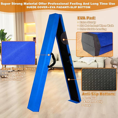 MARFULA 6 FT / 8 FT / 9 FT Folding Gymnastics Beam Foam Balance Floor Beam - Extra Firm - Suede Cover - Anti Slip Bottom with Carry Bag for Kids/Adults Home Use
