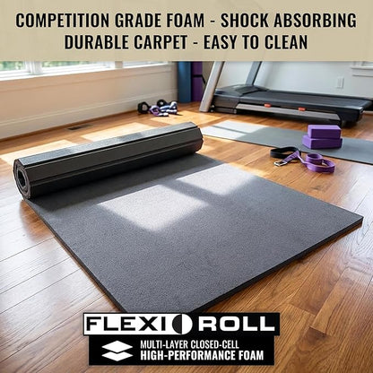 Dollamur 5'x10'x1-3/8" Gymnastics Mat, Carpeted Mat for Tumbling and Cheerleading, FLEXI-Roll®