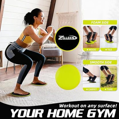 ZILLEEN Exercise Sliders for Working Out Fitness Discs for Pilates Women Men, 2 Pack