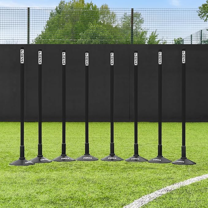 FORZA Slalom Agility Poles | Improve Endurance, Speed & Footwork | Color, Size & Rubber Base Options Available [8 Pack]