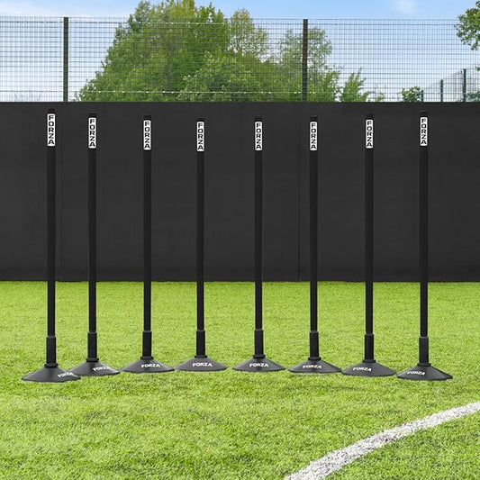FORZA Slalom Agility Poles | Improve Endurance, Speed & Footwork | Color, Size & Rubber Base Options Available [8 Pack]