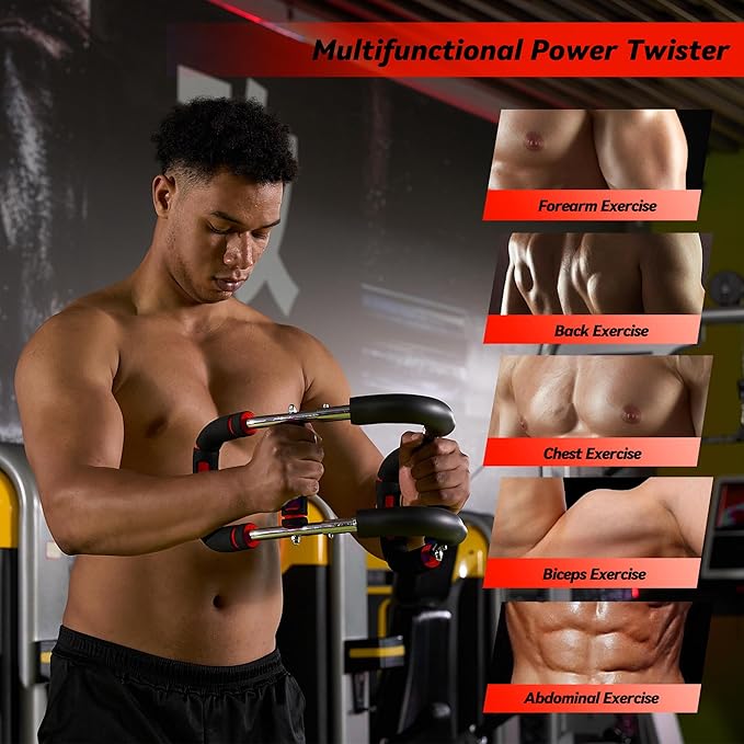 Twister Arm Trainer, Adjustable Chest Workout Equipment with 6 Resistance Levels Springs (30-160 Lbs), Arm Trainer for Men & Women, Detachable Home Gym Fitness Trainer with Anti-Slip Handles