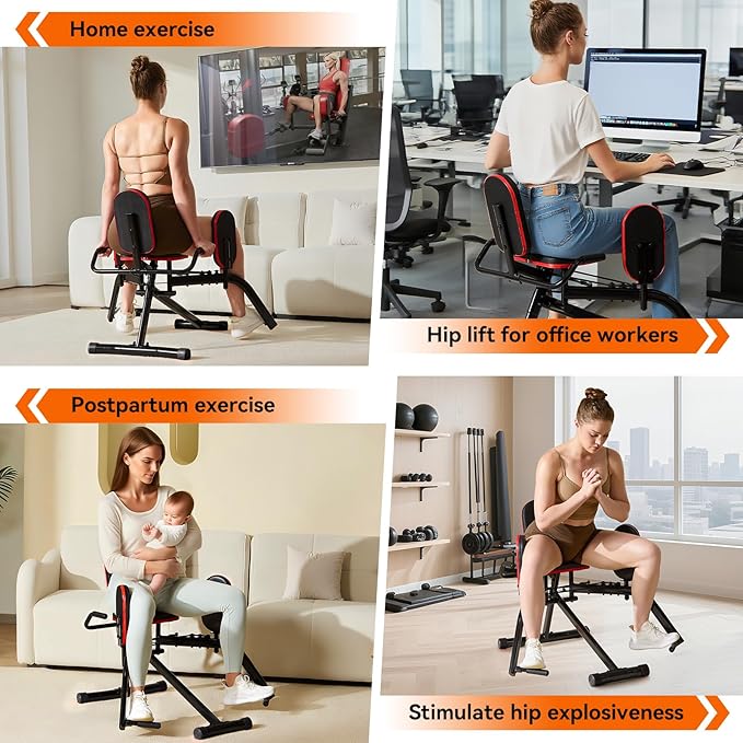 ERGOLIFE Hip Abductor Machine for Home Gym, Adjustable 6 Levels Resistance Inner Thigh Exercise Equipment, Glute Training Machine for Women/Sedentary/Postpartum Recovery