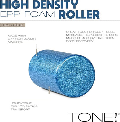 Tone Fitness High Density EPP Foam Exercise Foam Roller for Yoga, Pilates, Stretching, Massage, and Recovery | Multiple Sizes and Colors
