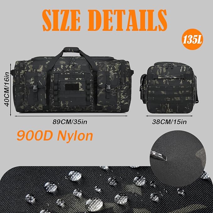 135L 37" Extra Large Duffle Bag for Men, Heavy Duty Sports Gym Equipment Travel Duffle Bag