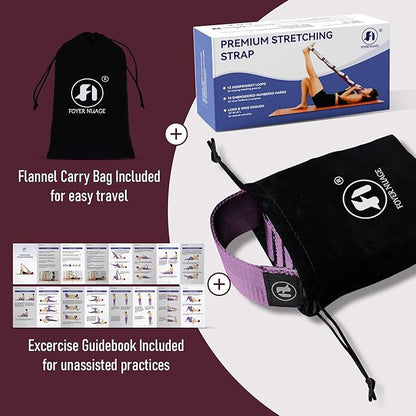 Stretch Bands for Exercise, Non Elastic Yoga Stretching Strap with Loops, 3.8cm x 2.45m, Stretching Bands for Physical Therapy, Yoga, Pilates, Dance, Gymnastics Exercise