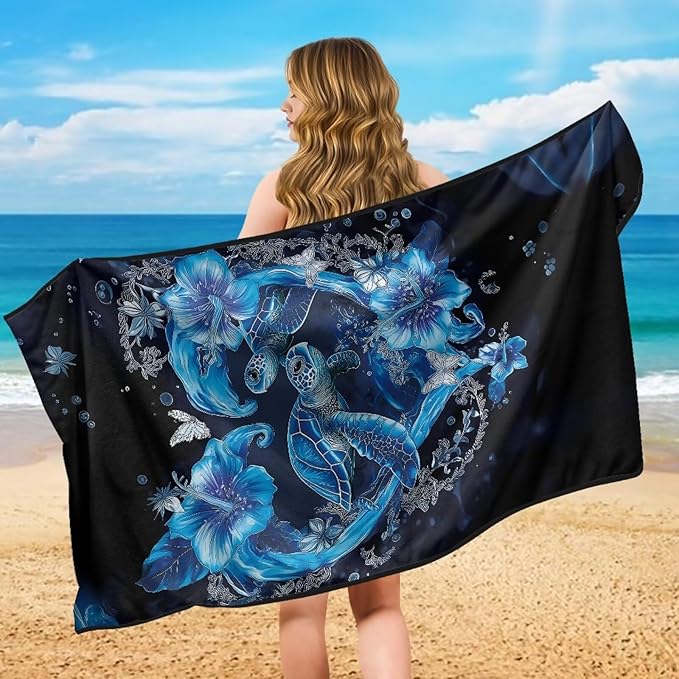 Bulopur Sea Turtle Car Seat Towel Cover After Gym Workout Beach Swimming Heart Print Sweating Car Seat Cover Fits for Cars SUV Sedan Truck Front Seats