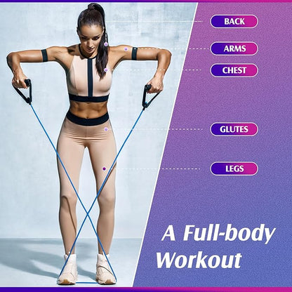 Shappy 20 Pcs Resistance Bands with Handles Exercise Tube from 5 to 50 Pounds Resistance Tubes with Handles Workout Stretch Bands for Exercise Physical Therapy Workouts Fitness