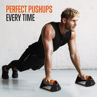 SQUATZ Multi-Function Push Up Rack - Combined with 10lbs and 20lbs Elastic Resistance Bands, Anti Slip Handles, Improves Strength, Power and Cardio, Weight Training, Weight Capacity: 440Lbs