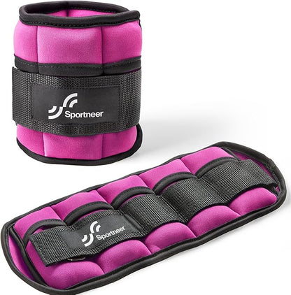 Sportneer Adjustable Ankle Weights Set - 1 Pair (2-10 lbs) Removable Sandbags for Women & Men, Comfortable Neoprene Leg Weights for Walking, Running, Pilates, Yoga, Home Workout & Physical Therapy