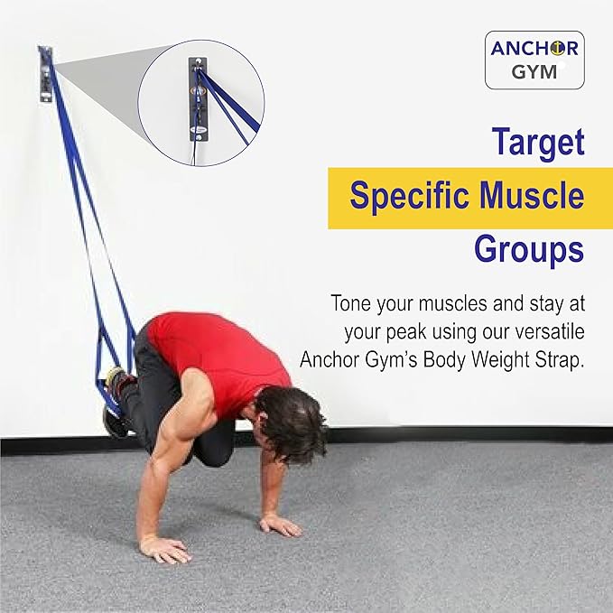 Anchor Gym Body Weight Resistance Straps - Adjustable Body Weight Training Straps, Stretching & Full-Body Training - Exercise Straps with Handles for Home Gym Workouts