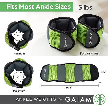 Gaiam Wrist and Ankle Weights, Wearable Bracelet to Strengthen, Tone & Sculpt, Adjustable Ankle Weights for Women & Men for Yoga, Dance, Pilates, Barre, Cardio, Home & Gym Use