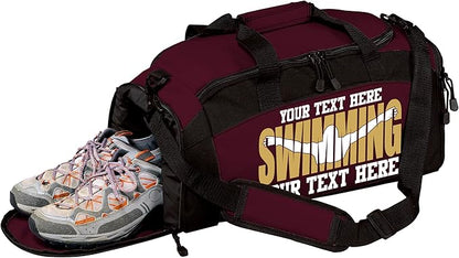 Personalized Swim Team Duffel Bag with Custom Name – Waterproof Swimming Gear Bag for Youth & Adults – Large Pool Bag with Shoe Compartment & Wet Pocket