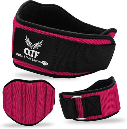 QTF Fitness Neoprene Weight Lifting Belt - Adjustable 6" Gym Support for Stability & Lumbar Support - Sweat Resistant Weightlifting Belt for Men & Women for Squats, Deadlifts & Bench Presses