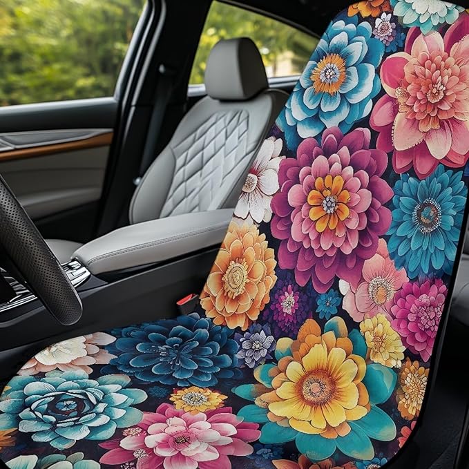 Bulopur Dahlia Floral Sweat Seat Covers for Cars Boho Auto Accessories for Women Girly Athletic Running Towel Car Seat Cover After Gym Surfing Yoga Workout