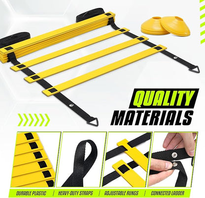 Yes4All Agility Ladder Speed Training Equipment, Adjustable Football Ladder for All Ages with Carry Bag, Durable, Portable, Multiple Colors & Rungs