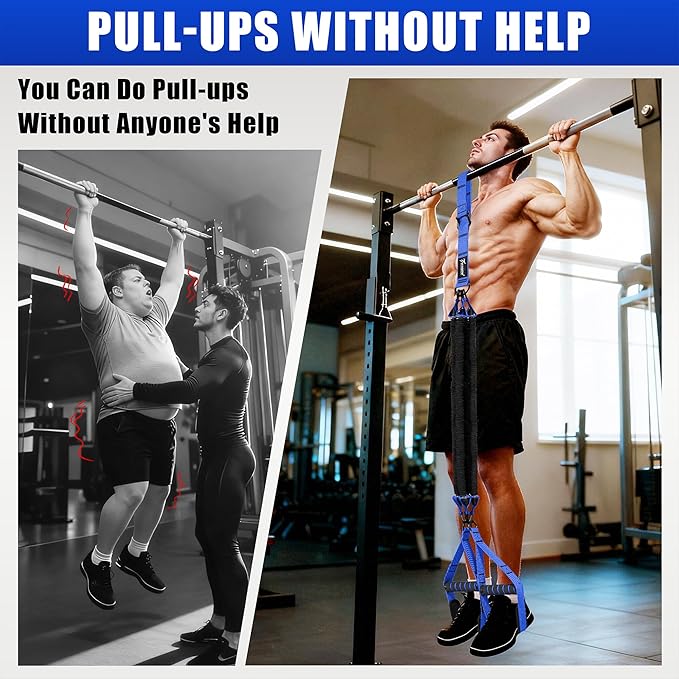 Pull Up Assistance Bands, Heavy Duty Resistance Bands with Handles, Exercise Band with Door Anchor, Adjustable Workout Band Set for Pull Up Bar, Full Body Strength&Muscle Training, Recovery, Home Gym