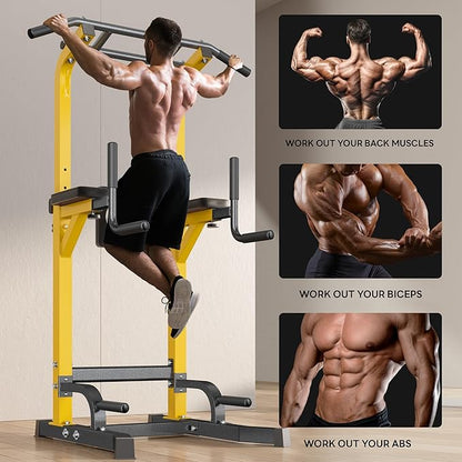 SogesPower Power Tower Pull Up Bar Station Multi-Function Pull Up Bar Stand for Home Gym, Adjustable Height Pull Up Dip Station Dip Bar Strength Training Fitness Equipment,Up to 500LBS