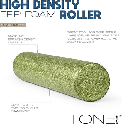 Tone Fitness High Density EPP Foam Exercise Foam Roller for Yoga, Pilates, Stretching, Massage, and Recovery | Multiple Sizes and Colors