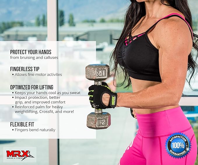 MRX Ladies Weight Lifting Gloves Women Fitness Training Exercise Glove Anti Slip Padded Shock-Absorbing Extra Grip Crossfit Multi Colors