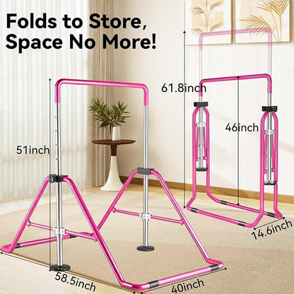Kids Gymnastics Bar Gymnastic Equipment for Home Adjustable Height Gymnastic Training Bar Gymnastic Stuff for 3-7 Years Old Girls