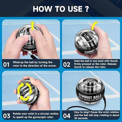 XMALL Torque Ball Hand Exerciser, Grip Strength Trainer, Auto-Start Colorful Lighting, Forearm Strengthener, Hand Strengthening Devices, Wrist Power Gyro Ball, Wrist Strengthener, Finger Exerciser