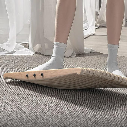 Wooden Balance Board for Standing Desk Use, Ankle Strength Trainer, Skiing and Surfing Simulator