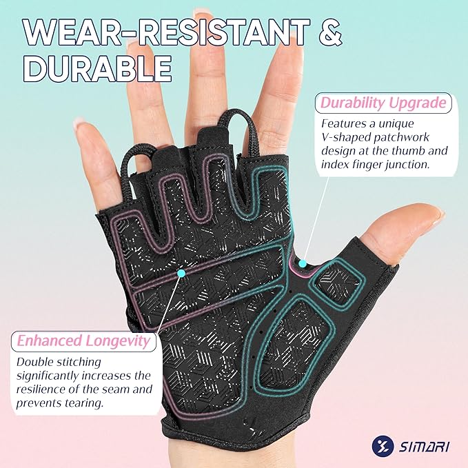 SIMARI Workout Gloves for Women Men with Full Palm Protection, Strong Grip, Cushion Impact, Breathable, Suitable for Gym Training, Kayaking, Weight Lifting, Exercise, Fitness, Cycling