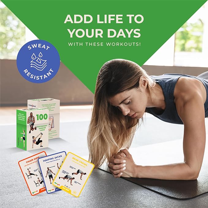 100+ Bodyweight Exercise Flashcards for Home Workout – PhysioSpace’s All in One Exercise Cards & Game Deck for Every Fitness Level with Video Tutorials (No Equipment Needed)