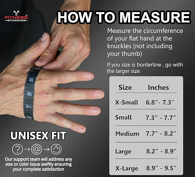 FITNESS FORCE Workout Gloves for Men & Women Partial Weight Lifting Gloves Non-Slip Gym Grip for Weight Lifting Calluses Guard Fingerless Exercise Gloves with Full Palm Protection
