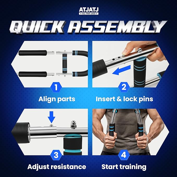 3-Level (50–100lbs) Twister Arm Trainer, Adjustable Chest & Bicep Workout Equipment for Men, Detachable Home Gym Shoulders and Forearms Muscle Training Fitness with Steel Frame & Ergonomic Handles
