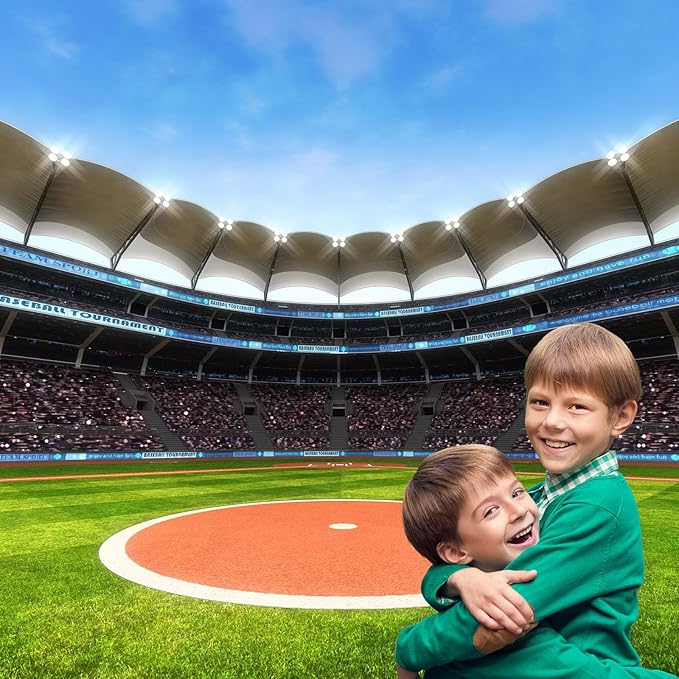 Baseball Stadium Backdrop Baseball Field Stadium Photography Background for Baby Shower Birthday Party Decoration Blue Sky Sport Games Background Themed Portrait Photo Studio Props 20x10ft