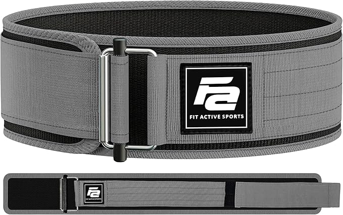 Fit Active Sports Self Locking Weight Lifting Belt | Premium Weightlifting Belt for Cross Training, Fast Locking Release Mechanism for Fitness and Power Lifting - Weightlifting Back Support for Men and Women