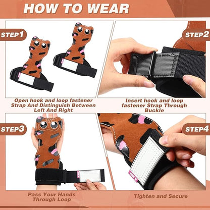 Lifting Wrist Straps Weight Lifting Grips with Cushion Wrist Loop Gym Workout Straps Double Layer Leather with Storage Pouch for Women and Men Deadlift Powerlifting Pull Up