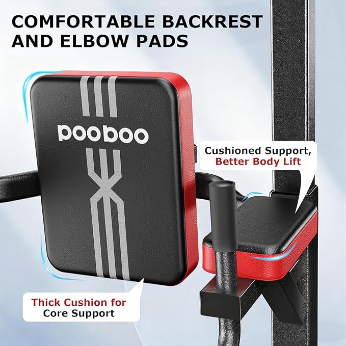Power Tower Dip Station Pull Up Bar for Fitness Home Gym Workout,Multi-Function Adjustable Height Fitness Strength Training Exercise Equipment,with Power Elastic Ropes (Black S01)