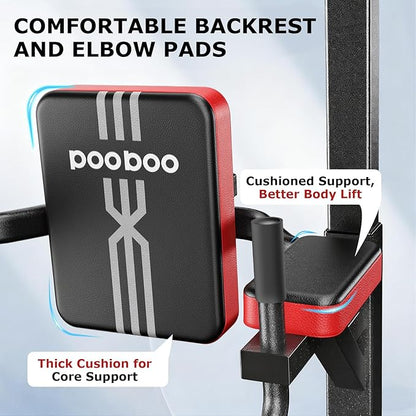 Power Tower Dip Station Pull Up Bar for Fitness Home Gym Workout,Multi-Function Adjustable Height Fitness Strength Training Exercise Equipment,with Power Elastic Ropes (Black S01)