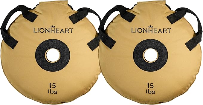 Lionheart Sand Bag Weight Plates Set | Sandbags for Working Out | Home Gym Bumper Plates | Travel-Friendly Sandbag for Fitness & Weight Training | Unfilled 10, 15, 25, 35, 45 lb Plates (Set of 2)