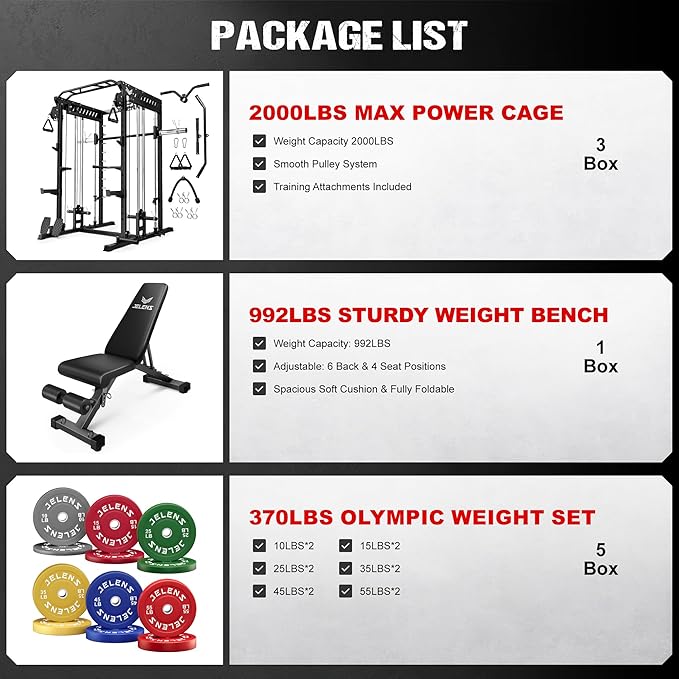 M21 Smith Machine, Multi-Function Power Cage with Dual Pulley Cable Crossover System, 2000LBS All-in-One Squat Rack with Smith Bar and Attachments for Home Gym Strength Training