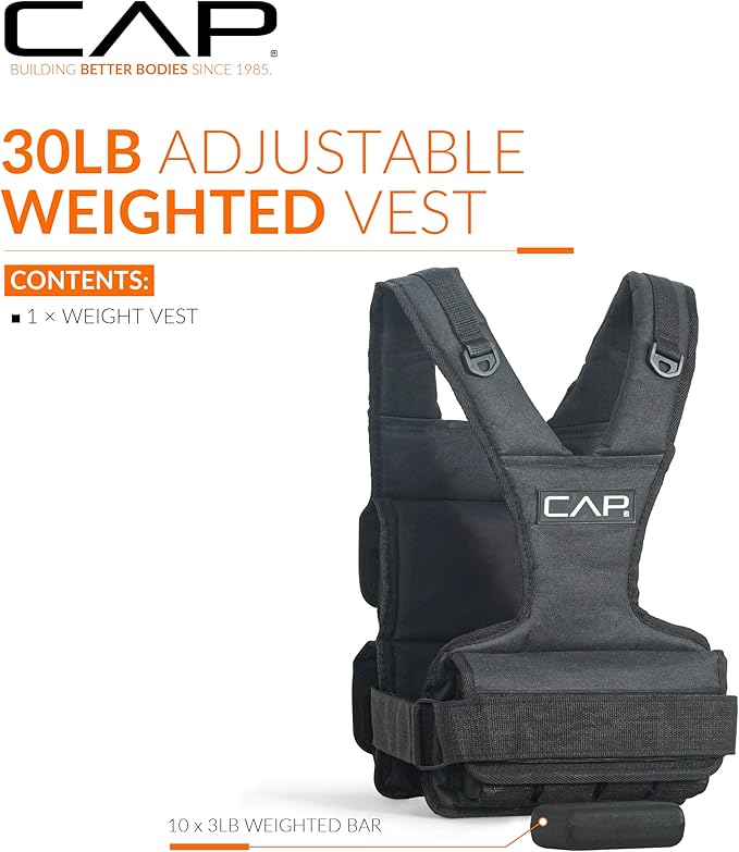 CAP Barbell Adjustable Weighted Vest | 20-150 lbs | Heavy-Duty Workout Vest with Removable Iron Weights for Strength Training, Cardio, Running, and Calisthenics