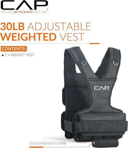 CAP Barbell Adjustable Weighted Vest | 20-150 lbs | Heavy-Duty Workout Vest with Removable Iron Weights for Strength Training, Cardio, Running, and Calisthenics