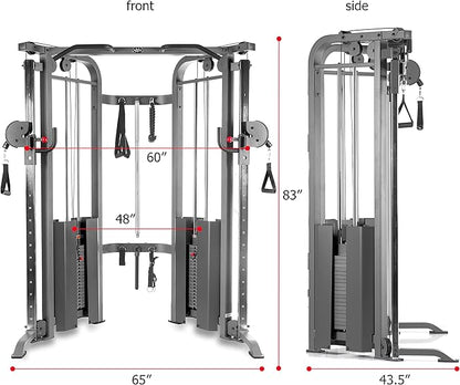 XMARK Functional Trainer Cable Machine, Dual Weight Stack Cable Pulley Machine for Strength Training, Commercial and Home Gyms, and Rehab Facilities